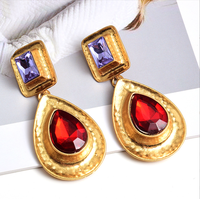 Nouveau Style Fine Strass Or Métal Dangle Boucles D'oreilles Mode Tendance Pendentif Accessoires pour Femmes