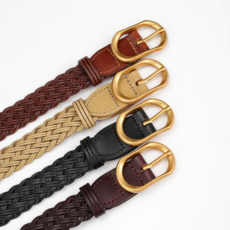 Unisex Genuine Leather Woven Braided Belts New Design Fully Adjustable 100% Leather Braided Belt for Men Women Casual Jeans Golf
