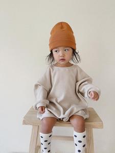 ชุดหมีเด็กอ่อนเนื้อวาฟเฟิลแบบโอเวอร์ไซส์ พร้อมกระดุมแป๊ก - Product Image 3