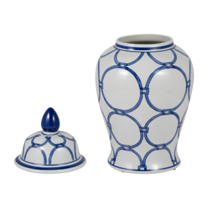 Vaso Decorativo in Ceramica con Motivo Blu e Bianco, Altezza 12 Pollici, per Soggiorno, Camera da Letto, Ufficio, Centrotavola Moderno per la Casa - Product Image 3