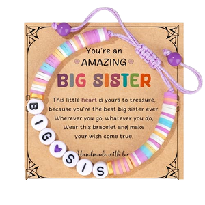 <span class=keywords><strong>Bracelet</strong></span> ajustable en alliage avec initiale et perles pour petites filles, idéal comme cadeau pour <span class=keywords><strong>grande</strong></span> sœur, avec carte de vœux mignonne pour enfants - Product Image 1