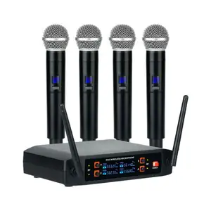 Microfone wireless de alta qualidade 4 em 1, sistema de microfone, sem fio, handheld, microfone, karaoke, cantar, para discurso