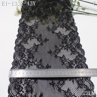 Großhandelspreis 22cm Zarte Schwarze Blumen-Stretchspitze Nähzubehör für Kleidung Nylon-Spandex-Material für Damen