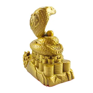 Factory Wholesale Price Copper Statue Home Fengshui Ornaments Home Decor Metal Golden Brass Zodiac Snake Brass Animals Ornaments