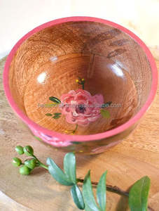 Venta caliente Natural hecho a mano Mango madera ensaladera nuevo diseño para servir frutas hogar Hotel restaurante característica desechable - Product Image 5