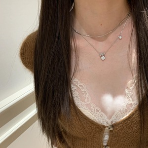 Collier exquis en argent sterling S925 plaqué or 18 carats, style fée, avec un petit pendentif en diamant étincelant, ciblé pour la clavicule - Product Image 2