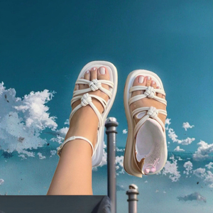 Sandales de plage tressées à bout rond et bride à boucle pour femme, grande taille, plateforme à semelle épaisse, tendance mode, design respirant pour l'extérieur - Product Image 3