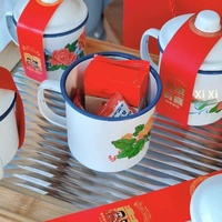 Mug à thé émaillé de style américain 1200 ml avec couvercle et poignée métallique, sans danger pour les aliments, pour la maison et le bureau, créatif, écologique, accessoires variés