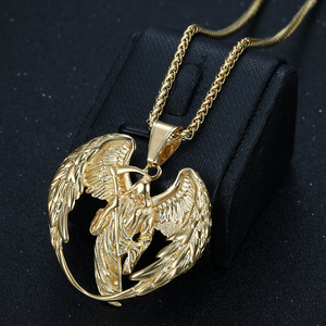 Collier pendentif Ailes d'Ange Grim Reaper pour homme, style gothique tendance, hip-hop, motard, audacieux, idéal pour la fête <span class=keywords><strong>des</strong></span> pères - Product Image 1