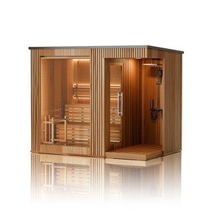 Sauna Exterior de Madera Maciza en Oferta, Sauna Exterior con Área de Cambio y <span class=keywords><strong>Ducha</strong></span> para Relajación en el Hogar - Product Image 1