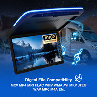 Monitor de Techo para Autobús con Pantalla IPS de 17.3 Pulgadas, Reproductor MP5, Entretenimiento, Entrada de Video USB y TF, Plegable