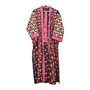 Robe de chambre kimono en soie indienne multicolore assortie, élégante, à motifs floraux, faite à la main, patchwork, longue, style Kantha, vente en gros, vêtements de nuit - Product Image 1
