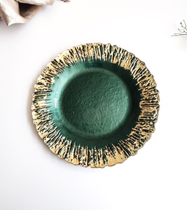 Luxo 8/11/13 Polegada Placa Carregador de Vidro Grande rodada com Ouro Prata Guarnição Clear Casamento Banquete Mesa <span class=keywords><strong>Ware</strong></span> Durável para o Uso de Alimentos - Product Image 4