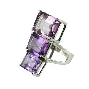 ¡Diseño real! Baguette-anillos de plata de ley 925 y amatista, joyería de plata 925, joyería de plata 925, joyería India - Product Image 2