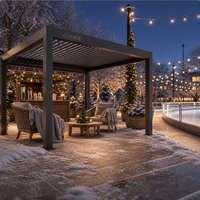 Pergola en aluminium Jiake 6063-T5 avec toit à lames motorisées pour cinéma en plein air, pelouse, patio, gazebo extérieur, pavillon, terrasse