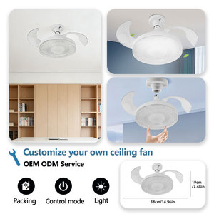 Ventilador de Techo LED de <span class=keywords><strong>Diseño</strong></span> Nórdico para Dormitorio Infantil, Estudio, Fácil Instalación con Base E27, Iluminación Tricolor para Sala de Estar, CA - Product Image 4