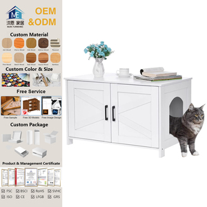 Caja de arena para gatos de madera con puerta de Granero, casa de mascotas, muebles de baño para sala de estar, se adapta a la mayoría de las cajas de arena - Product Image 1