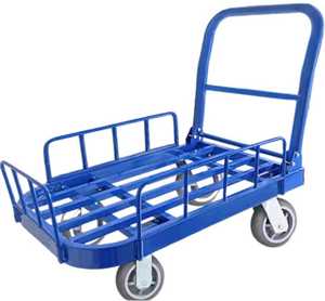 Carro de plataforma plegable de gran capacidad con 4 ruedas, tubo cuadrado, silencioso, de alta carga, de acero engrosado, carro de arrastre OEM para herramientas de compras - Product Image 3