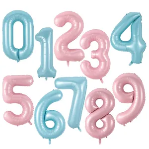 Grosir balon ulang tahun nomor 3-C Balon Nomor Foil Merah Muda Biru Macaron 40 Inci Balon 0 1 2 3 4 5 6 7 8 9 Pesta Ulang Tahun Baby Shower Dekorasi Pernikahan Festival Balon