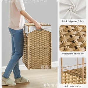 Woven Laundry <b>Basket</b> <b>Foldable</b> Rectangle Storage Box For Home Balcony Use - Product Image 3