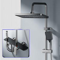 Système de douche pluie 4 fonctions en aluminium spatial antirouille, mitigeur mural pour projets d'appartements multi-appartements