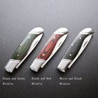 Couteau pliant en acier à haute teneur en carbone 9Cr18MoV avec poignée en micarta Cadeau d'Halloween de qualité supérieure pour les amateurs de plein air Survie tactique EDC