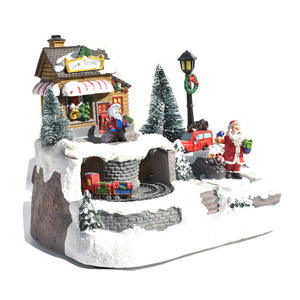 Maison de <span class=keywords><strong>noel</strong></span> animée populaire, éclairage en fibre optique, noël, Led illuminé, musicale, résine, village, maison avec Led multicolores - Product Image 4