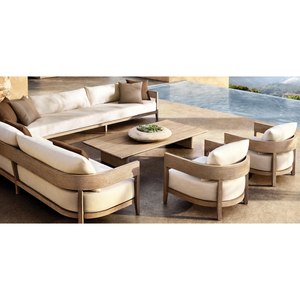 Fournisseur de Foshan, meubles de patio extérieurs de luxe pour hôtel, ensemble de canapés, meubles de jardin en teck - Product Image 1