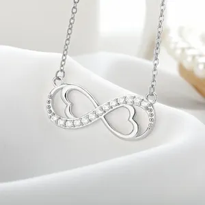 CAOSHI Elegante Collana <span class=keywords><strong>con</strong></span> Pendente a Forma di <span class=keywords><strong>Cuore</strong></span> <span class=keywords><strong>Infinito</strong></span>, Design Traforato <span class=keywords><strong>con</strong></span> Zirconi Brillanti, Gioielli da Festa alla Moda per Signore - Product Image 3