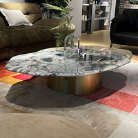 Table basse italienne moderne en acier inoxydable avec design en marbre de luxe pour le salon, la villa ou l'hôtel polygone meubles de maison