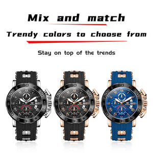 นาฬิกาควอตซ์โครโนกราฟกันน้ำเรืองแสงหน้าปัดใหญ่สายยางแบบกำหนดเอง OEM 9986 พร้อมโลโก้ ODM สำหรับผู้ชาย - Product Image 6