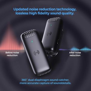 2024 VIMI nueva llegada J11 2 en 1 Dual 2,4 Ghz <span class=keywords><strong>Vlogging</strong></span> Lavalier micrófono inalámbrico con estuche de carga - Product Image 4
