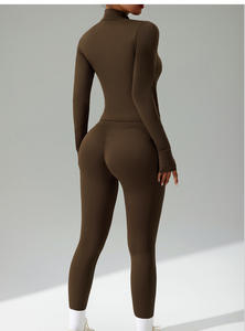 Xs Xl Orange Polyamide Legging Deux Pièces Femmes Veste Ensemble Nylon Survêtement pour Femmes Active Training Jogging Sports Yoga Wear - Product Image 3