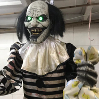 Grand Clown Électrique Sonore et Lumineux pour Halloween, Accessoire de Décoration pour Parc à Thème, Carnaval, Maison Hantée