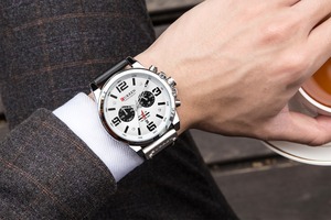 Montre à quartz originale Curren 8314 pour homme, style décontracté et luxueux, bracelet en cuir, montre de luxe pour homme, montre de style business. - Product Image 4