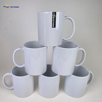 Tasses à sublimation personnalisées, designs vierges, 350 ml, 11 oz, céramique enduite, poignées, tasses à café et à thé, style classique, grande capacité, boîte cadeau