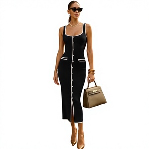 Nuovo <span class=keywords><strong>Abito</strong></span> Gilet da Donna Russo-Europeo-Americano, <span class=keywords><strong>Lungo</strong></span> <span class=keywords><strong>in</strong></span> <span class=keywords><strong>Maglia</strong></span>, Stile Sottoveste, con Colori a Contrasto e Design Monopetto, Versatile - Product Image 1
