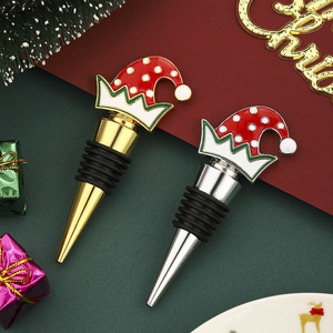 Christmas Hat <b>Wine</b> Stopper Gold And Silver Metal Bottle Sealer Holiday Gift - Product Image 1