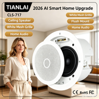 Speaker Ceiling Flush Mount TIANLAI CLS 717 dengan Grille Mesh Putih untuk Instalasi Sistem Audio Latar Belakang Rumah