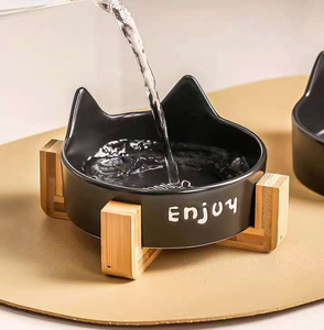 Minimalist Sofistike Tarzda Düz Desenli, Dik Durması Kolay, Boyun Koruyucu Seramik Evcil Hayvan Mama ve Su Kabı (Kediler ve Köpekler için) - Product Image 6
