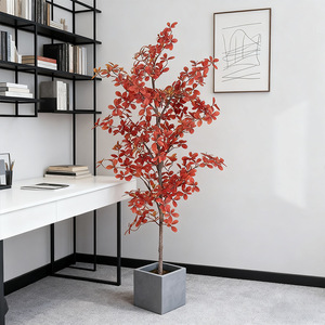 Plante artificielle en plastique Polyscias Fruticosa, imitation bonsaï, verdure artificielle pour la décoration de bureau et de la maison, plantes artificielles - Product Image 3