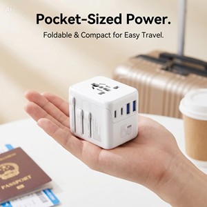 Caricatore Universale All-in-One con Convertitore <span class=keywords><strong>di</strong></span> Tensione Integrato, Spina Type-C, Adattatore da Viaggio 45W PD per Regno Unito, Stati Uniti, UE, Australia, per Dispositivi Elettronici ad Alta <span class=keywords><strong>Potenza</strong></span> - Product Image 1