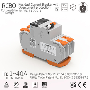 Disjoncteur différentiel 2P 36mm RCBO 40A avec protection contre les surintensités, en cuivre et plastique, industriel, IEC EN61009-1 pour CAS - Product Image 2