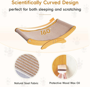 Lit grattoir pour chats d'intérieur - Grande planche à gratter en sisal naturel de 23,6 pouces, cadre en bois - Product Image 3
