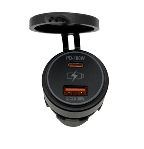 Pd100w Loại-C/USB-A Buck-Boost chuyển đổi ổ cắm với màu xanh <span class=keywords><strong>LED</strong></span> kép USB xe Sạc Adapter cho xe biển xe tải RV không thấm nước - Product Image 4