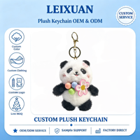 Porte-clés en peluche panda mignon, doux et moelleux, avec perles colorées et pendentif fleur, accessoire pour sac à main et sac à dos, idéal pour offrir