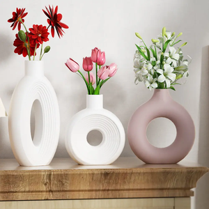 ديكور منزلي تصنعه بنفسك مزهرية على الطراز الاسكندنافي بيضاوية دائرية قالب سيليكون مخطط لإيبوكسي - Product Image 2