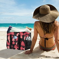 Sac fourre-tout réutilisable pour femme, grande capacité, avec logo personnalisé, motif fleur d'anthurium rose Hawaï, sac isotherme pour le shopping