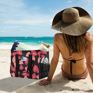 Hawaii Pink Anthurium Flower Custom Design Logo <b>HandBag</b> Large Capacity Women Tote Reusable Shopping Cooler Bag for Women - Product Image 5