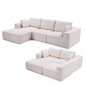 Sofá modular de pana en forma de L, sofá cama esquinero comprimido, sofá cama empacado al vacío, sofá sin estructura para sala de estar - Product Image 1